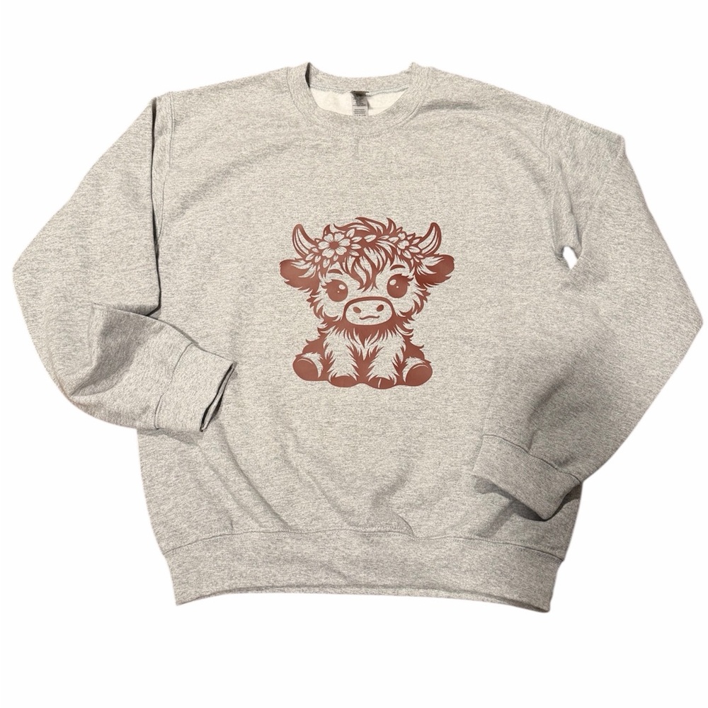 Highland Cow Brown Custom Made Crewneck/Sweastshirts - ALL SIZES!